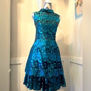 Vintage 80s Satin Day Dress -- Carol Peretz